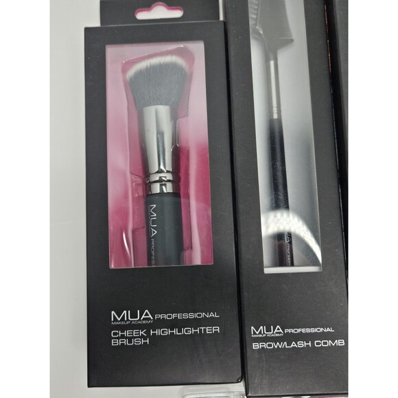 Lot of 8 Mua Professional Makeup Brushes New Concealer, Highlighter, Shadow, Fan - Picture 2 of 5